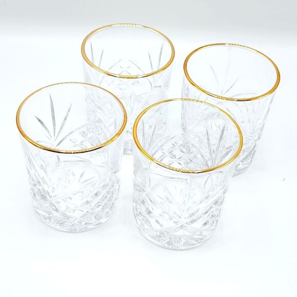 Set Of 4‎ Valencay Gold Embossed  Whiskey Glasses Old Fashioned Drinkware 10.4oz - Picture 8 of 13